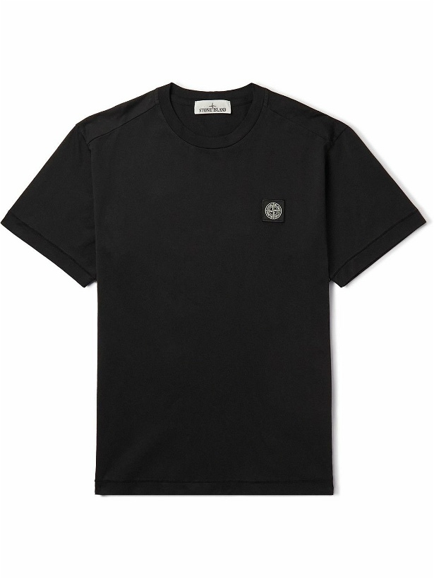 Photo: Stone Island - Logo-Appliquéd Garment-Dyed Cotton-Jersey T-Shirt - Black