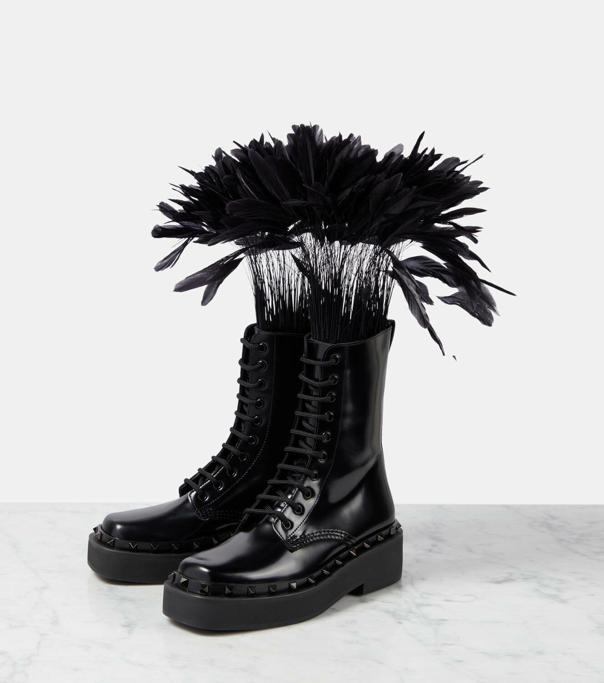 Valentino Garavani Rockstud M-Way leather combat boots