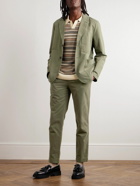Mr P. - Tapered Pleated Garment-Dyed Cotton-Twill Trousers - Green