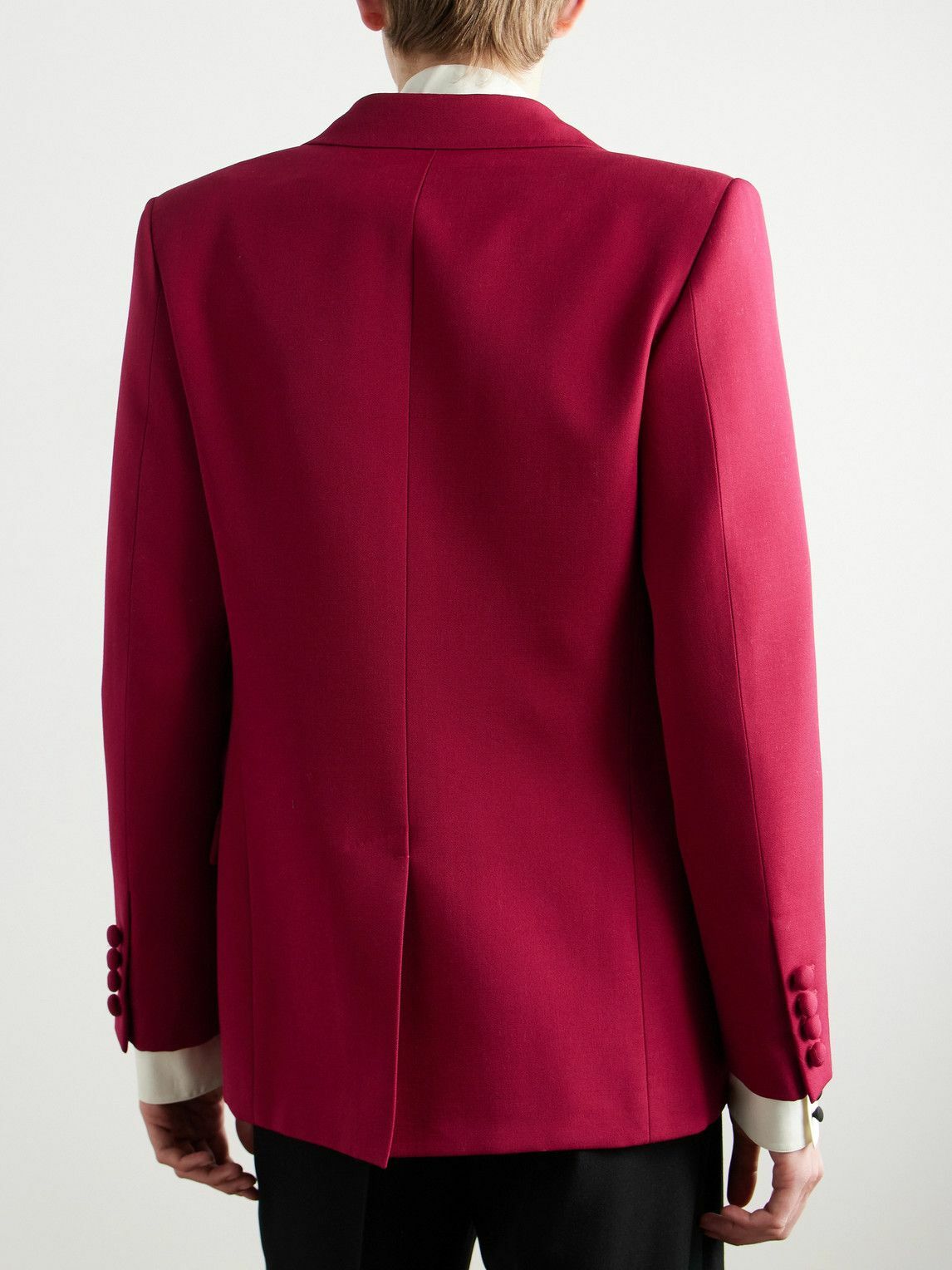 Valentino Garavani - Double-Breasted Silk Satin-Trimmed Grain de