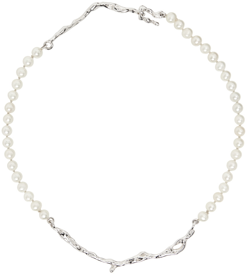 FARIS Silver & White Drip Perla Necklace