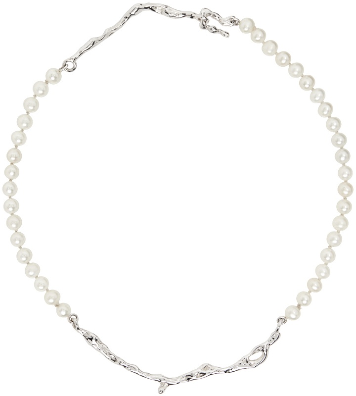 Photo: FARIS Silver & White Drip Perla Necklace