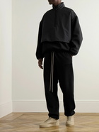 FEAR OF GOD ESSENTIALS - Layered Cotton-Blend Fleece and Shell Half-Zip Sweatshirt - Black