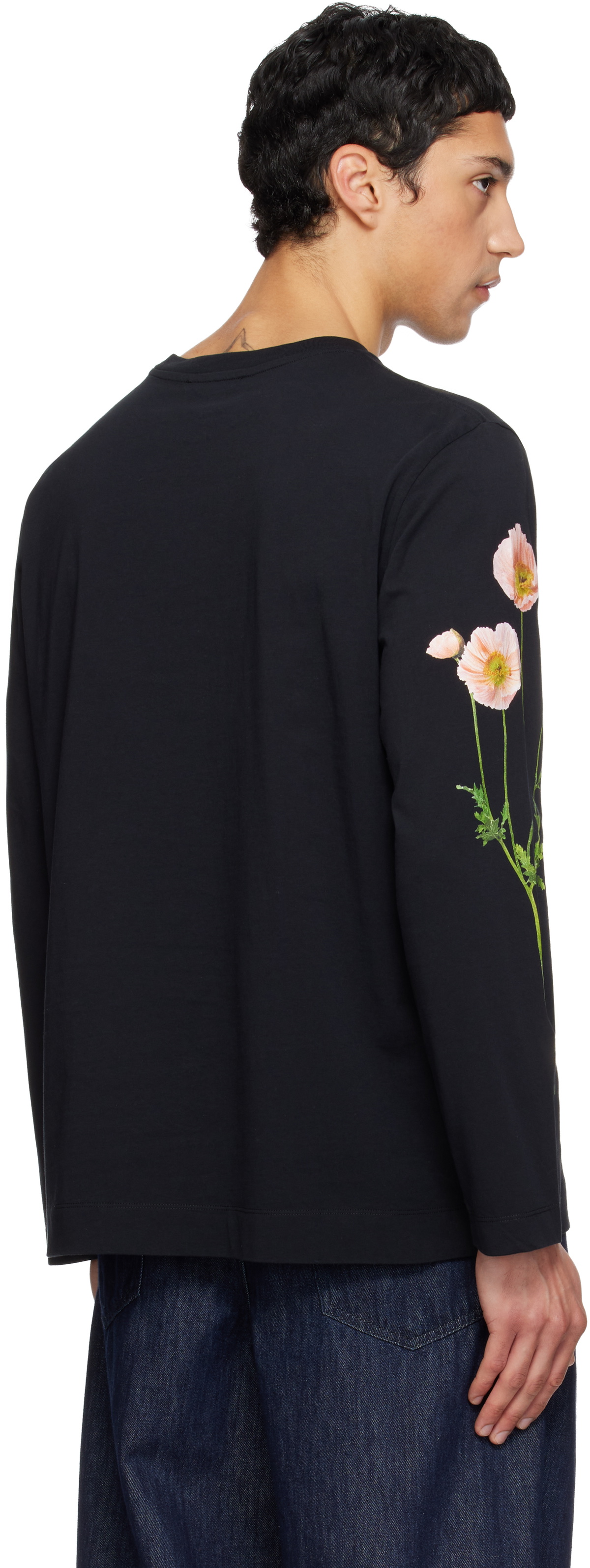 Simone Rocha Black Poppy Field Print Long Sleeve T-shirt