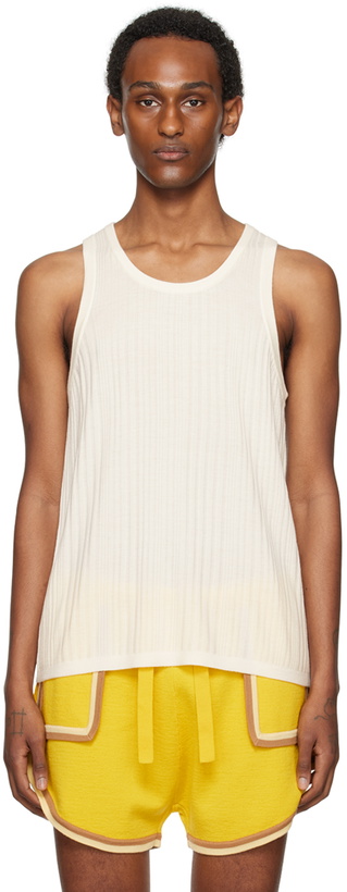 Photo: King & Tuckfield Off-White Irregular Rib Tank Top