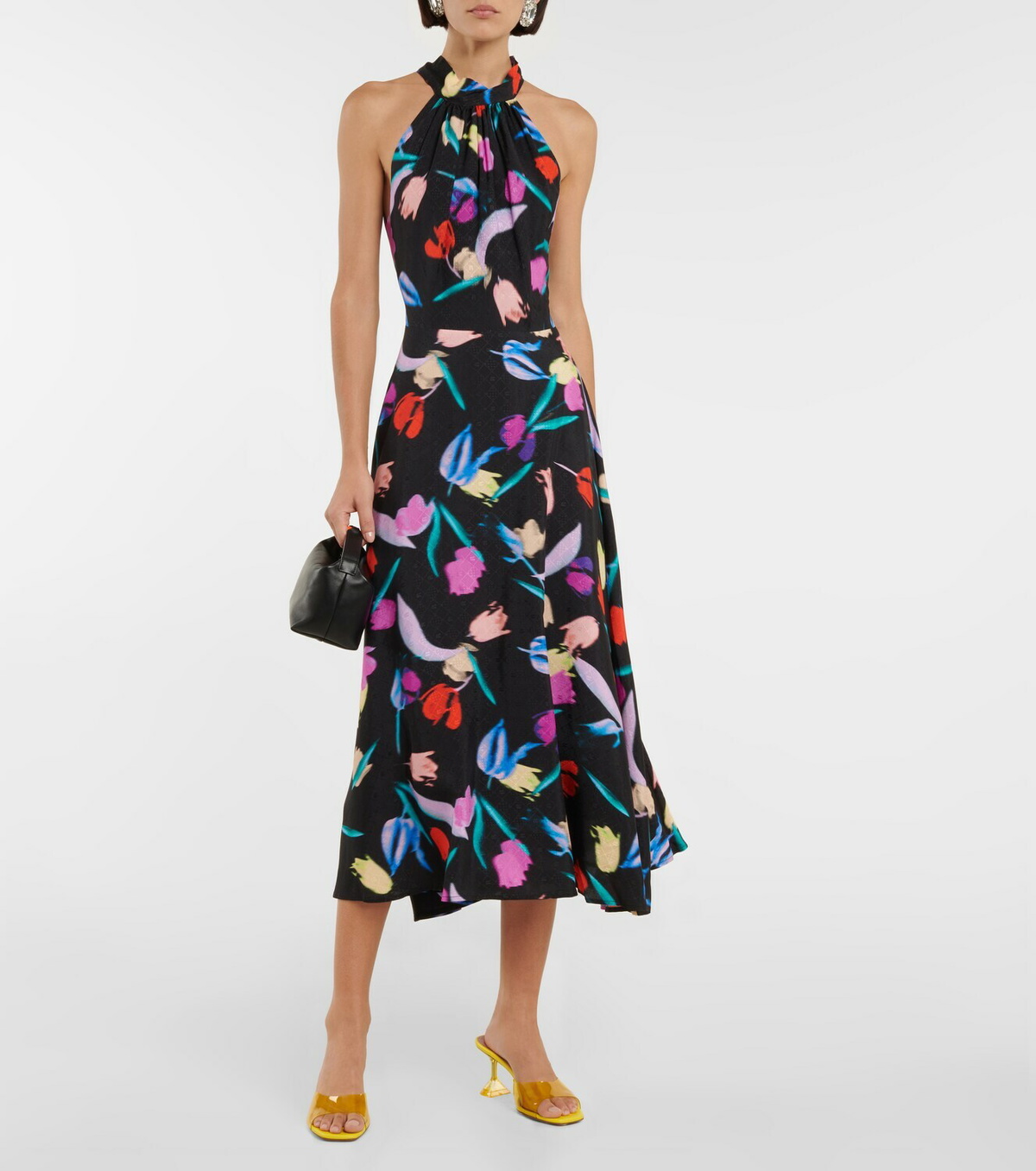 ROTATE ロテート ワンピース Floral cocktail dress996751 Floral cocktail dress in black - Rotate | Mytheresa