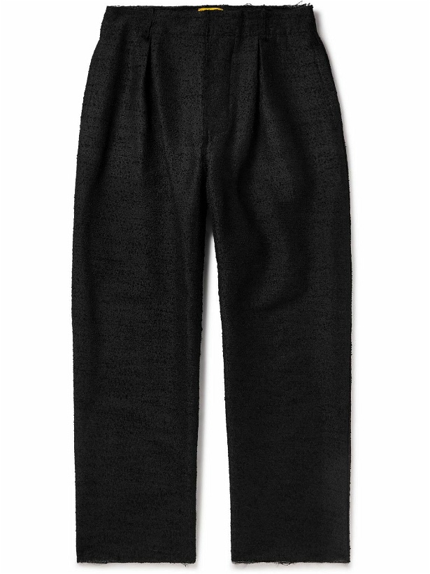 Photo: AIREI - Wide-Leg Pleated Frayed Wool-Blend Bouclé Trousers - Black