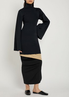Calvin Klein Sully Layered Wool and Silk-blend Midi Skirt Black