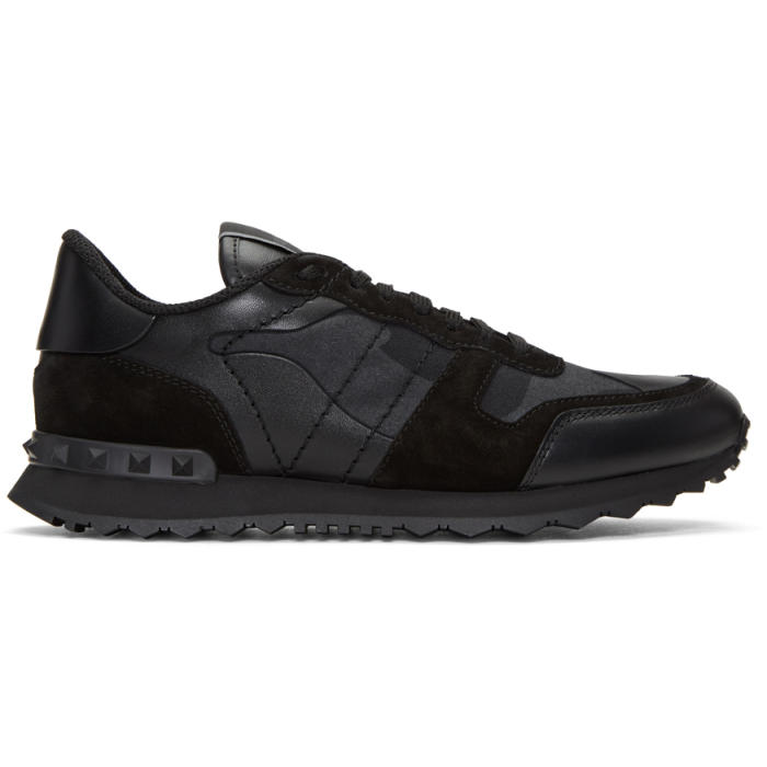 Valentino Black Valentino Garavani Camo Rockrunner Sneakers