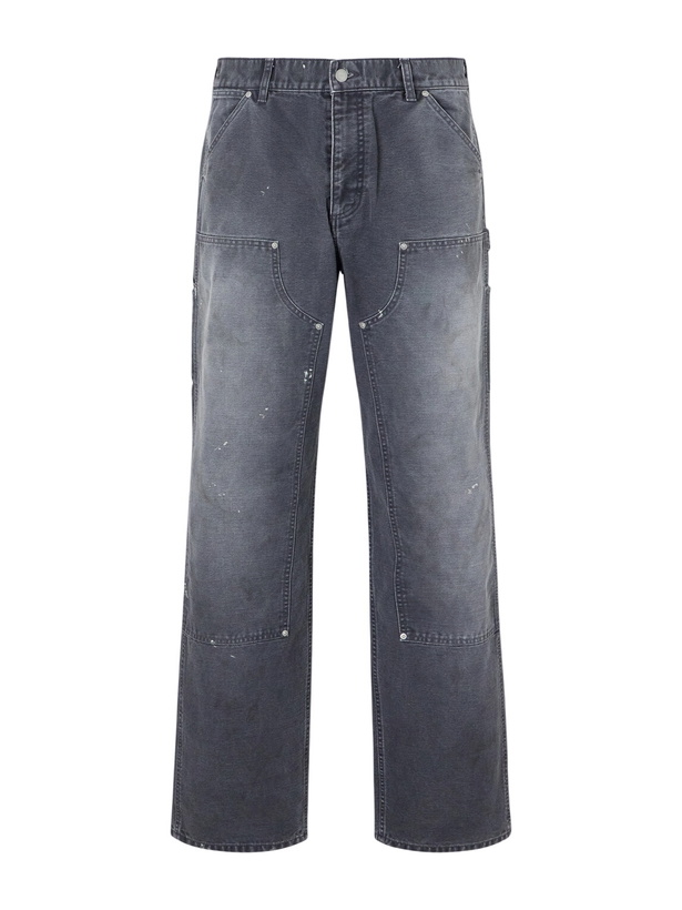 Photo: John Elliott - Desert Snow Straight-Leg Paint-Splattered Cotton-Canvas Trousers - Gray