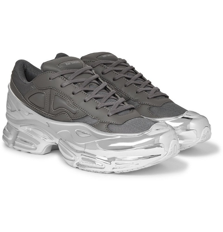Photo: Raf Simons - adidas Originals Mirrored Ozweego Sneakers - Dark gray