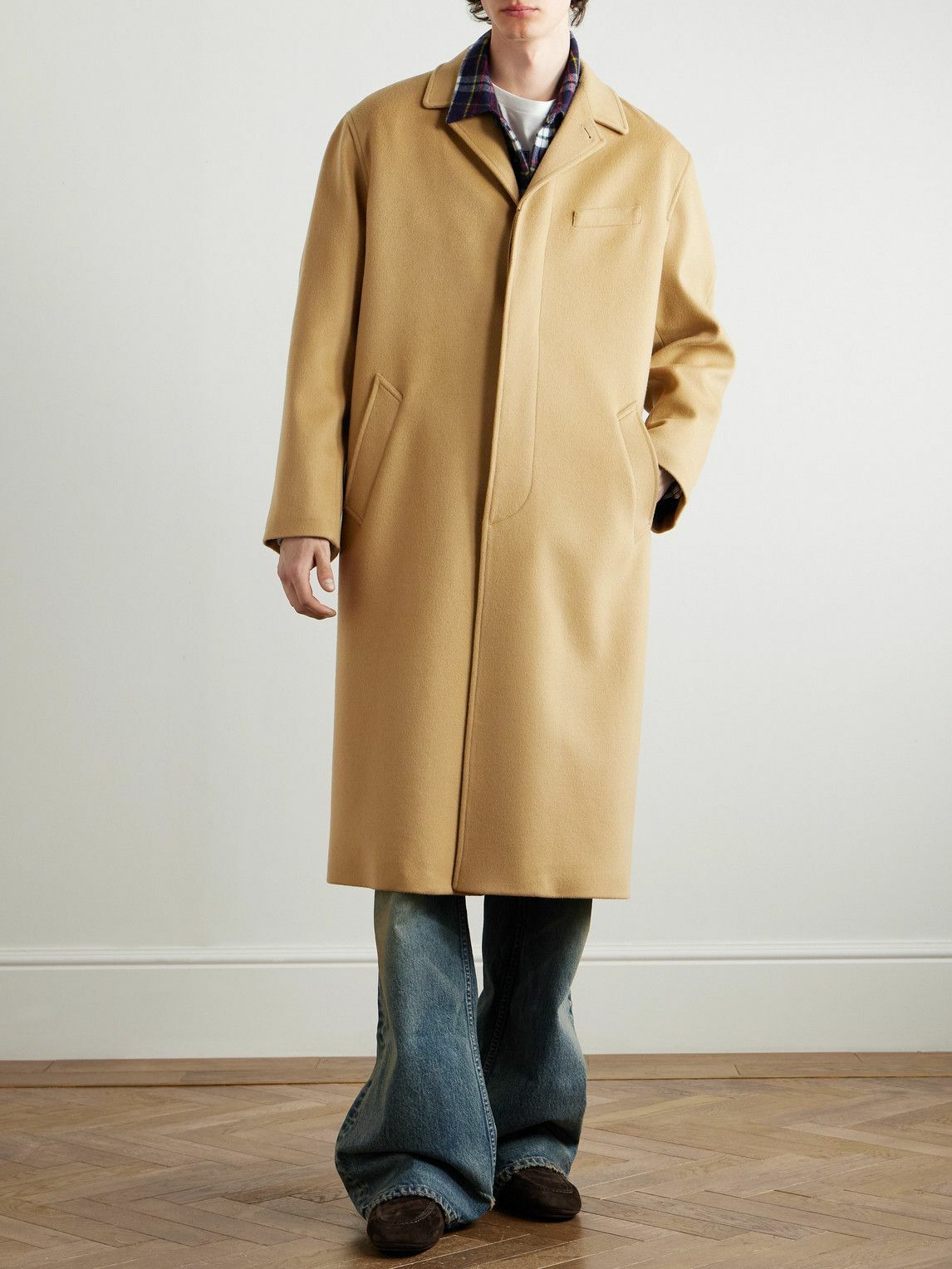 CELINE - Brushed Wool-Felt Coat - Brown