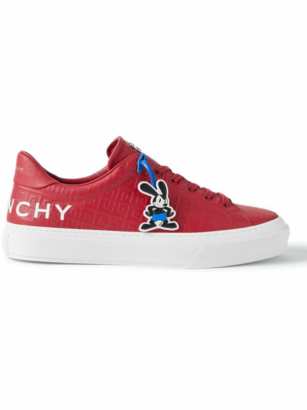 Photo: Givenchy - Disney Oswald City Sport Debossed Leather Sneakers - Red