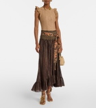 Zimmermann Aster ruffled pointelle lamé top