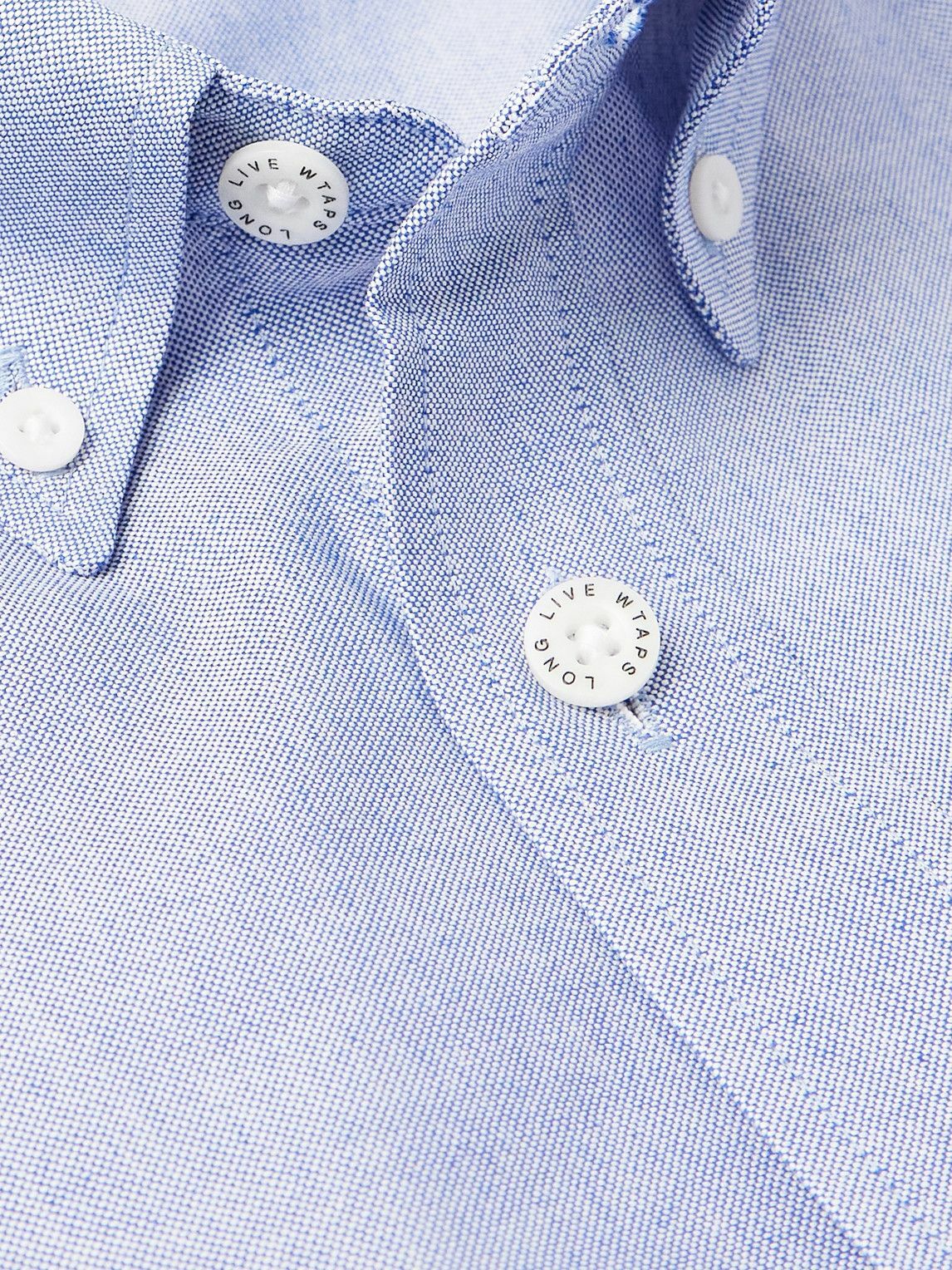 WTAPS - Button Down-Collar Logo-Appliquéd COOLMAX® Shirt - Blue
