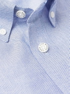 WTAPS - Button Down-Collar Logo-Appliquéd COOLMAX® Shirt - Blue