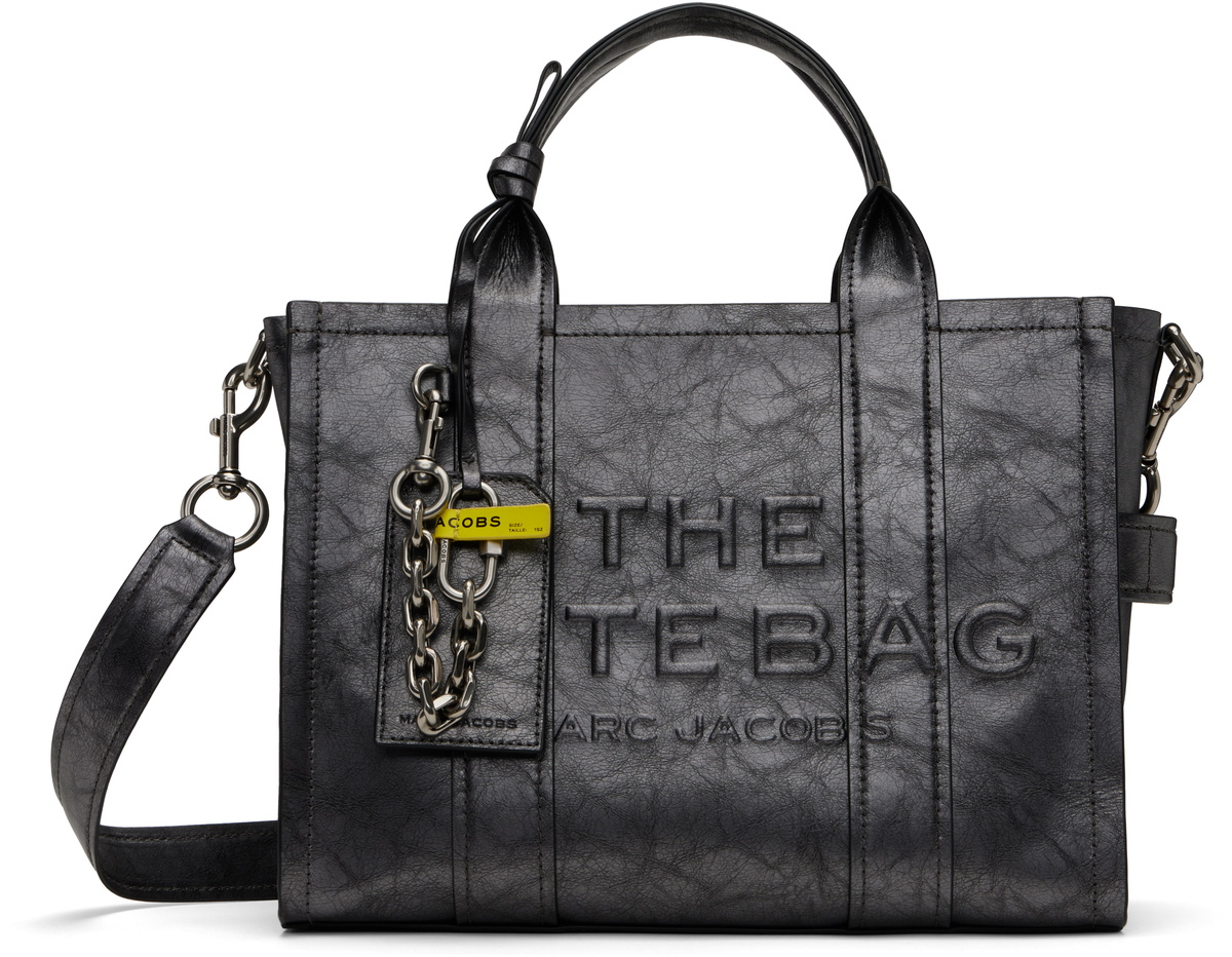 Marc Jacobs Gunmetal 'The Metallic Distressed Medium' Tote