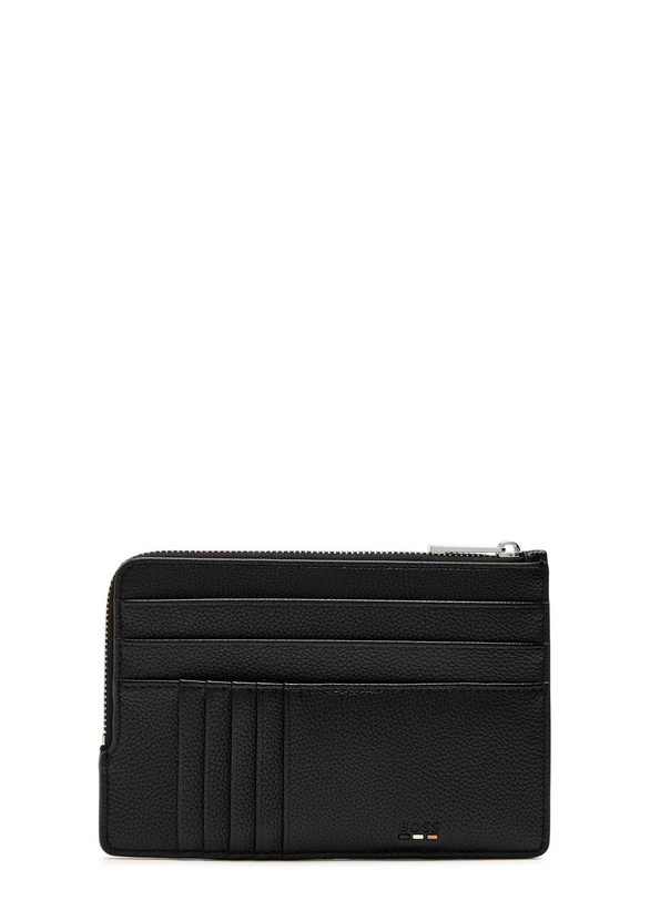 Photo: Boss Ray Logo Grained Leather Card Holder - Black - One Size