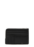 Boss Ray Logo Grained Leather Card Holder - Black - One Size