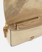 Pinko Mini Love Bag Suede Glitter Crossbody Bag Gold/Sand Antique Gold
