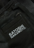 Satoshi Nakamoto Luke Printed Distressed Wide-leg Cotton Sweatpants Black