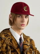 CELINE - Logo-Embellished Wool-Flannel Baseball Cap - Burgundy