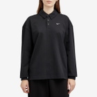 Nike Women's Essential Oversized Long-Sleeve Polo in Black/Sail