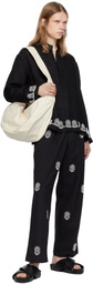 HARAGO Black Beadwork Embroidered Trousers