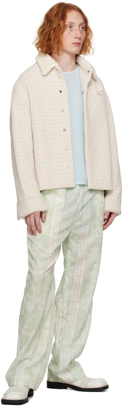 young n sang Beige & Gray Houndstooth Jacket