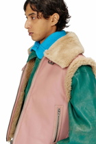 Diesel Shearling leather vest - Leather jackets Mens in Pink