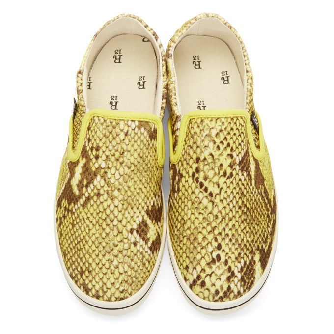 R13 Yellow Python Slip On Sneakers R13