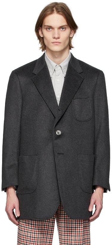 Photo: Thom Browne Grey Cashmere Oversized Sack Overcoat