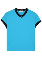 Versace Vintage Cropped Stretch-cotton T-shirt Blue