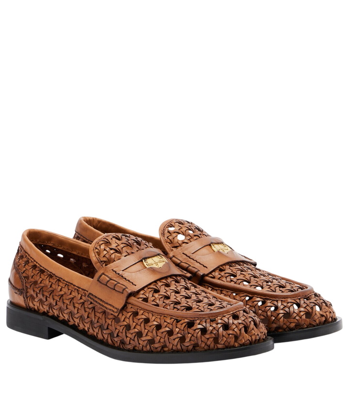 Photo: Miu Miu Woven leather penny loafers