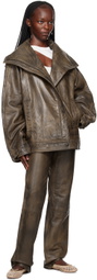 REMAIN Birger Christensen Brown Oversized Leather Jacket