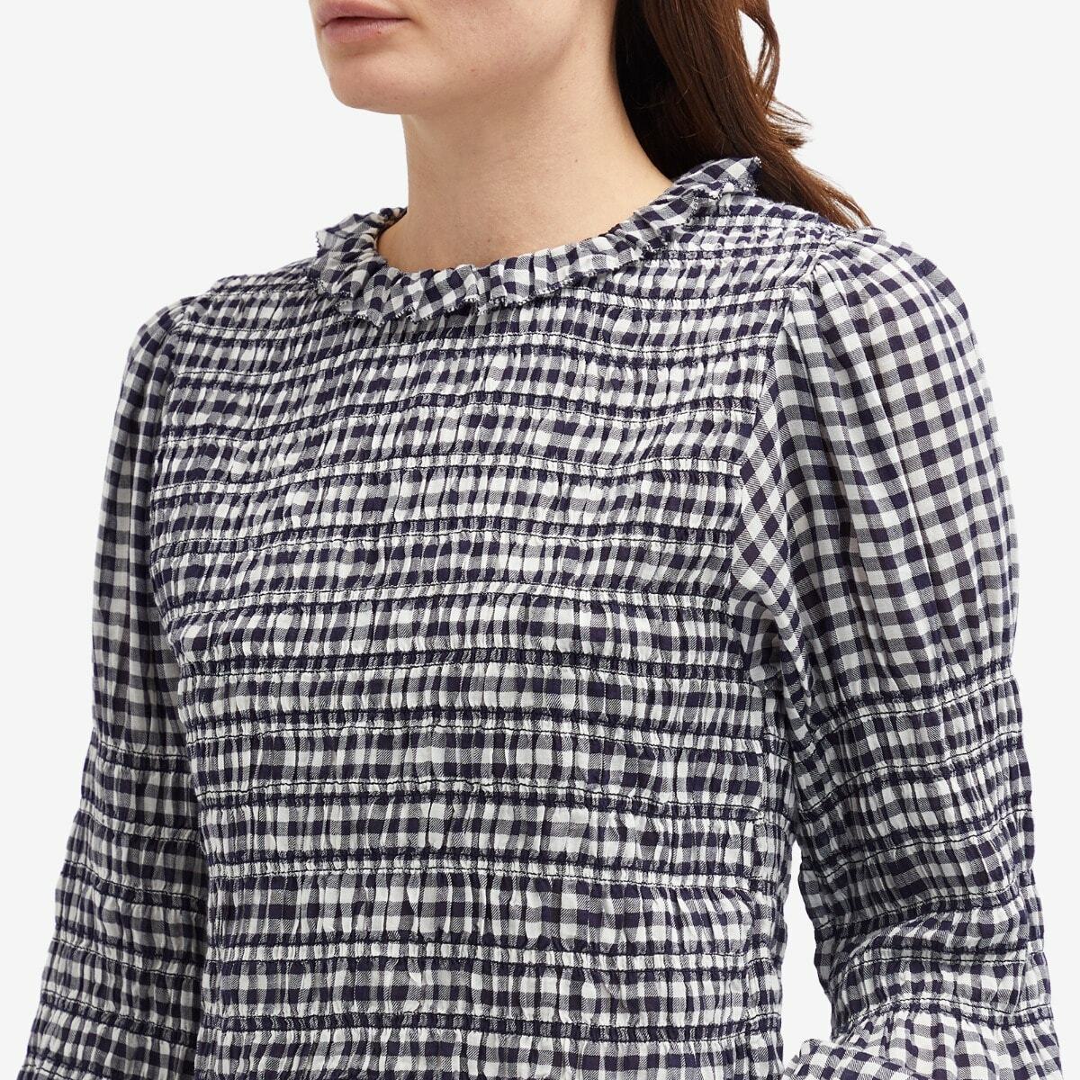 RIXO Women's Gardenia Top in French Check Navy