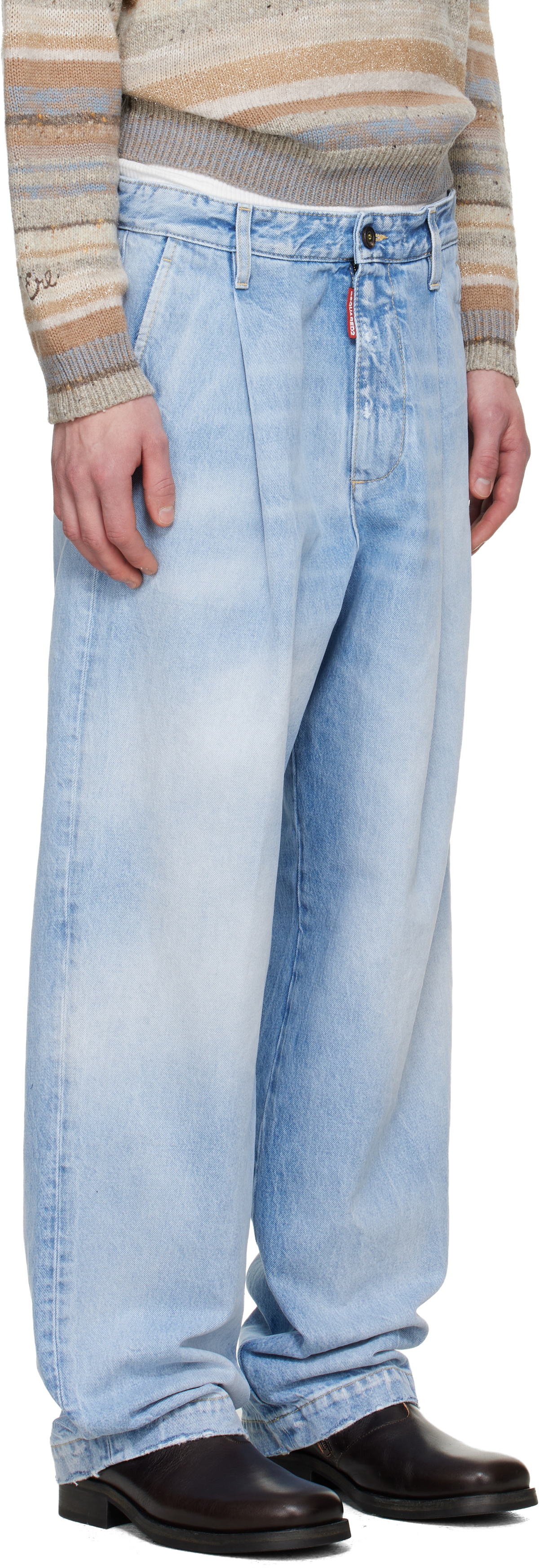 Dsquared2 Blue Light Clean Wash One Pleat Jeans