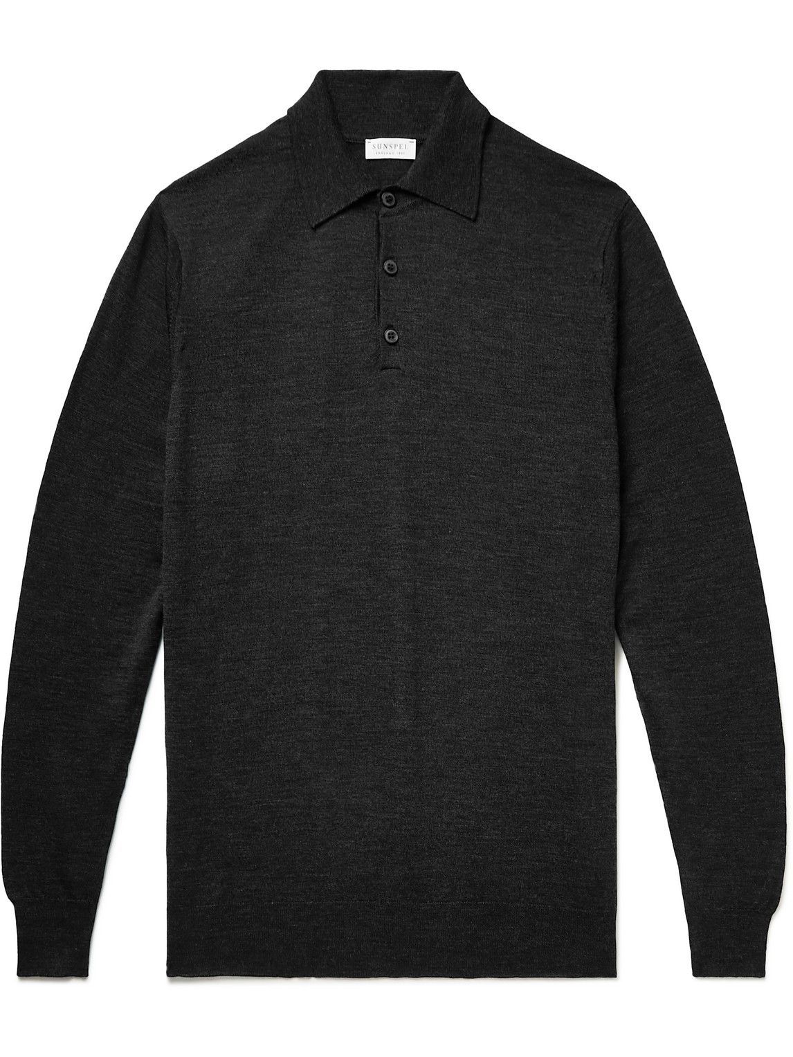 Sunspel - Slim-Fit Merino Wool Polo Shirt - Gray
