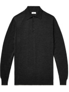 Sunspel - Slim-Fit Merino Wool Polo Shirt - Gray