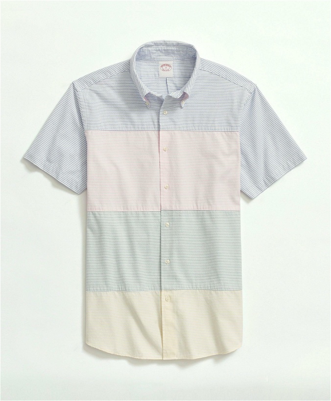 Photo: Brooks Brothers Men's Cotton Oxford Button-Down Collar, Fun Stripe Sport Shirt | Blue