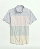 Brooks Brothers Men's Cotton Oxford Button-Down Collar, Fun Stripe Sport Shirt | Blue