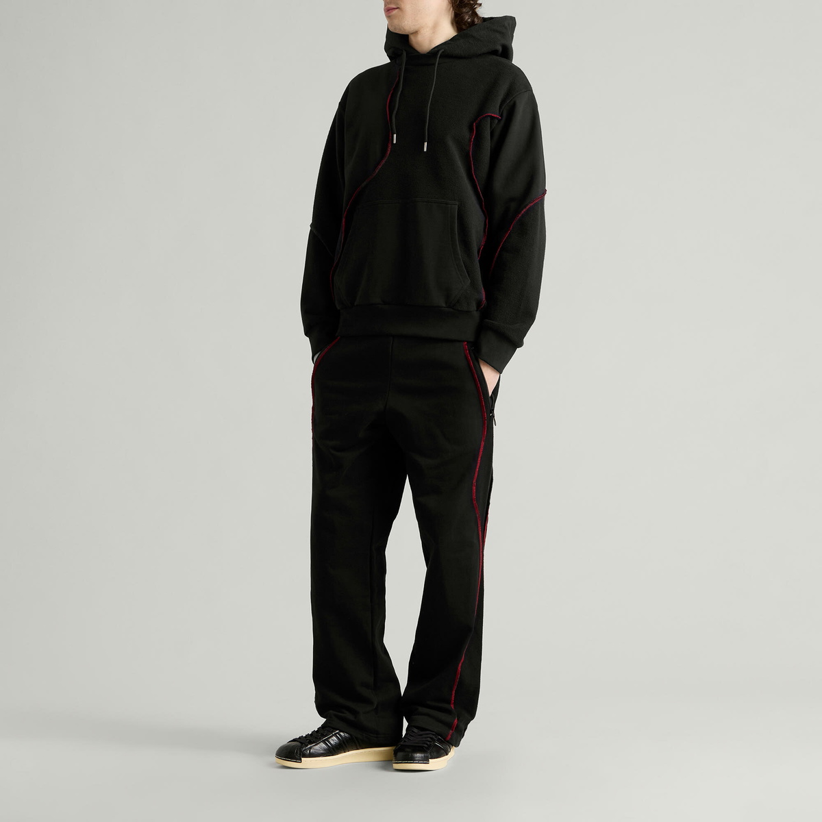 Navinder Nangla Squiggle Sweatpant in Black/Red