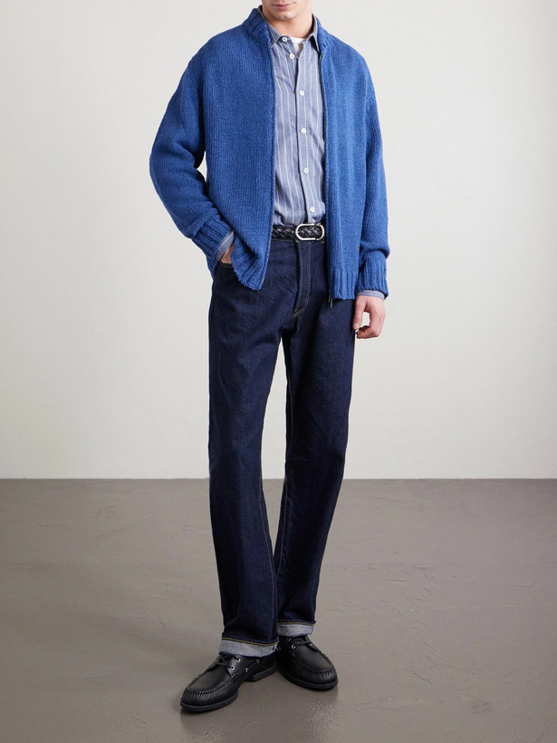 Photo: Barena - Linen-Blend Zip-Up Cardigan - Blue