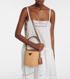 Prada Leather-trimmed wicker bucket bag
