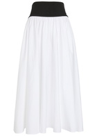 Polo Ralph Lauren Logo-embroidered Cotton-poplin Maxi Skirt White And Black