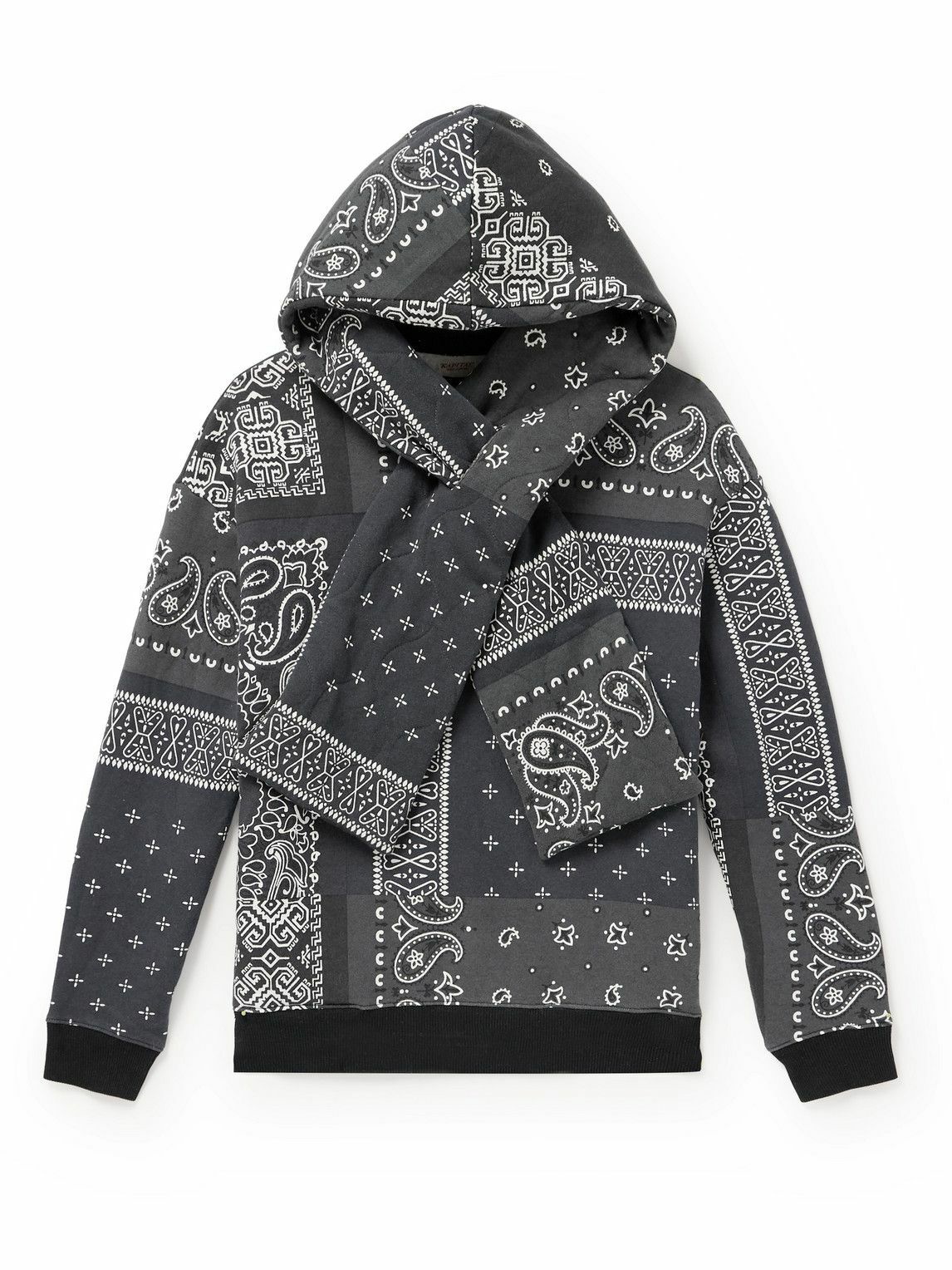 Photo: KAPITAL - Tie-Detailed Quilted Bandana-Print Cotton-Jersey Hoodie