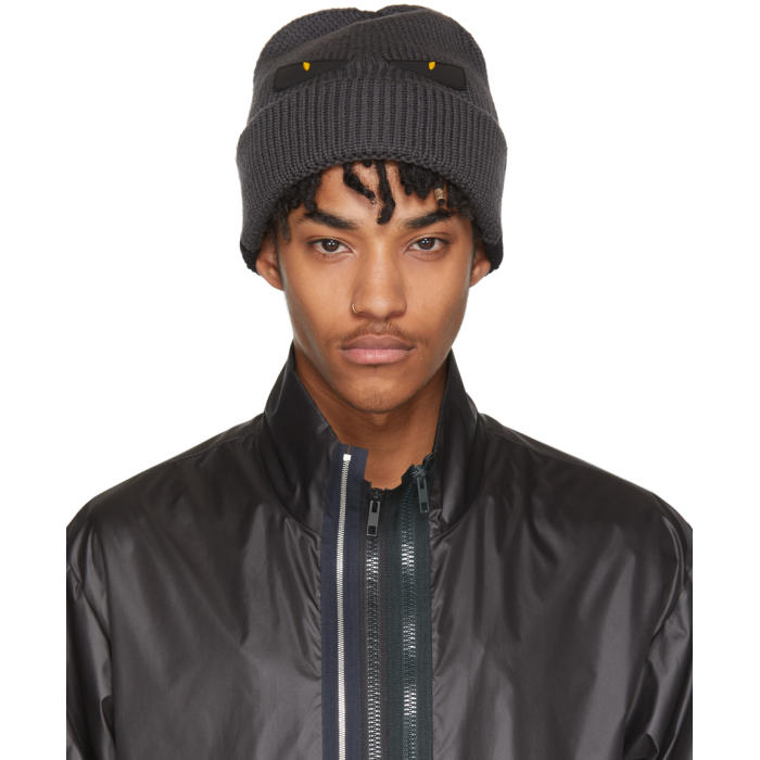 Fendi Grey FF Logo Reversible Beanie main image 0