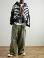KAPITAL - Frayed Printed Cotton-Jersey Zip-Up Hoodie
