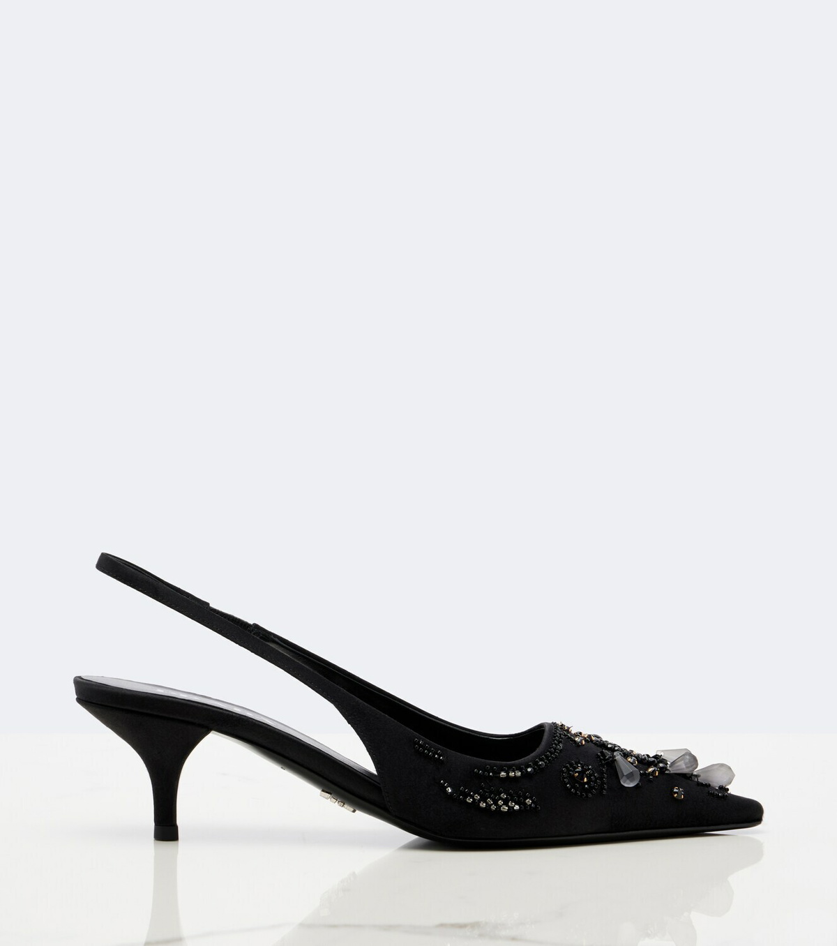 Prada Embellished satin slingback pumps