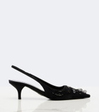 Prada Embellished satin slingback pumps